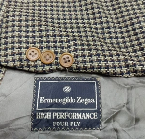 Vintage Ermenegildo Zegna high performance bespoke plaid suit jacket blazer 44R - Picture 1 of 9