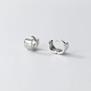 Charm Fine 925 Sterling Solid Silver 5mm Wide 9mm Hoop Earrings Women - Picture 1 of 6