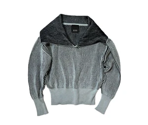 Bevza Blue Collared Sweater Size XS $650 Pullover Ribbed Jumper Wool Ukraine - Picture 1 of 7