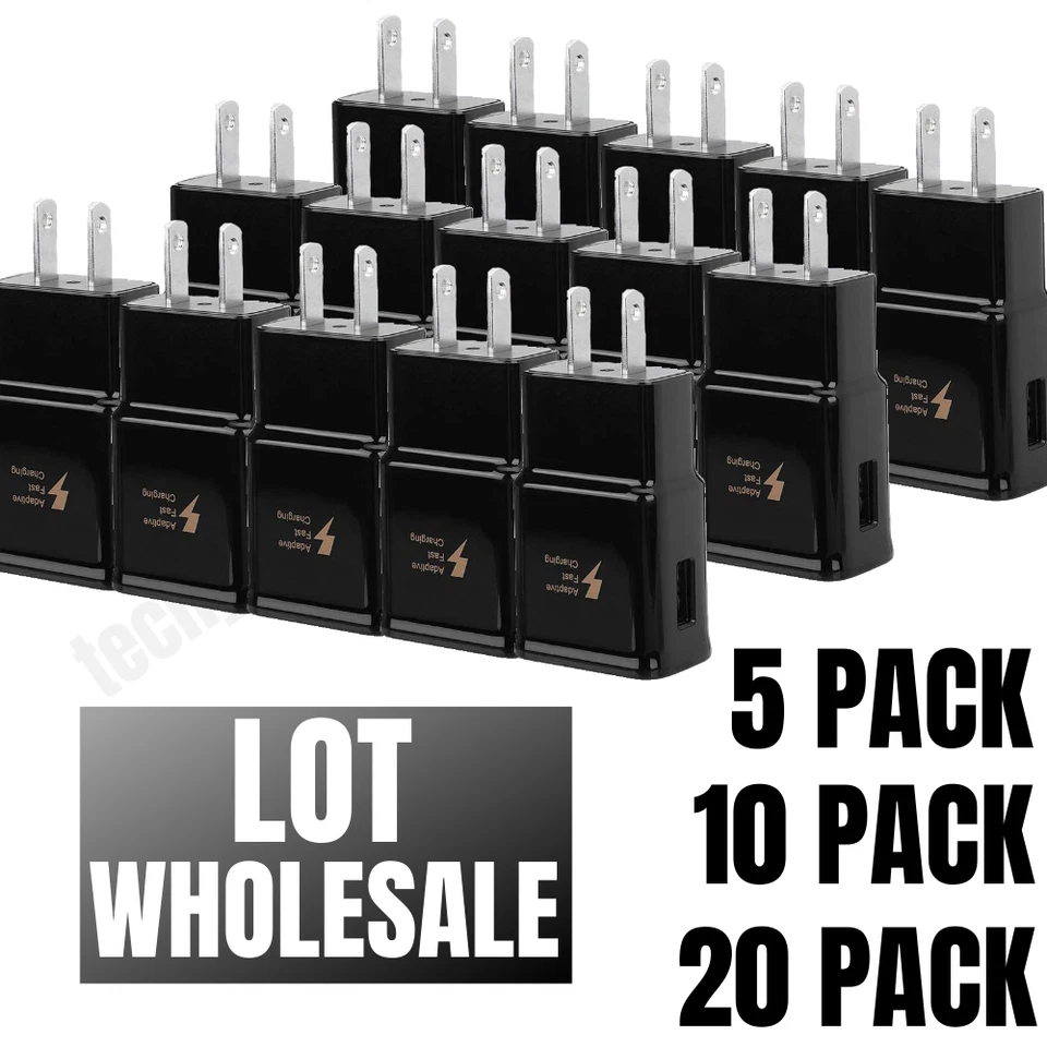 Wholesale For Samsung S20 S10 Adaptive Fast USB Wall Charger Power Adapter Plug - Image 1 of 4