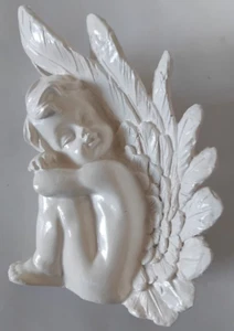Ángel Durmiente Blanco Estatua Decoración Yeso Escultura Regalo Navidad - Imagen 1 de 6