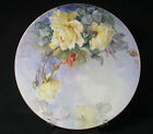 YELLOW TEA ROSES HAND PAINTED PORCELAIN 9-1/2” BAVARIA MARK EXCELLLENT CONDITION