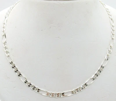 НОВЫЕ МУЖСКИЕ СЕРЕБРО .925 РОДИЯ ПОКРЫТИЕМ 30 «БРИЛЛИАНТОВАЯ ОГРАНКА FIGARO GUC ЦЕПОЧКА - Изображение 1 из 4