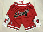 Retro Chicago Bulls Basketball Shorts Pants Stitched Red