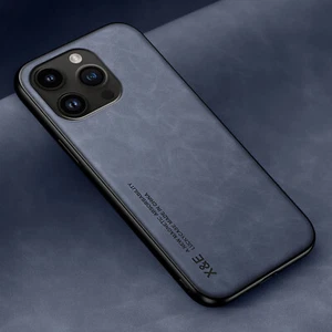 For iPhone 15 Pro Max 14 13 12 11 XR XS 8 Shockproof Magnetic Leather Matte Case - Picture 1 of 25