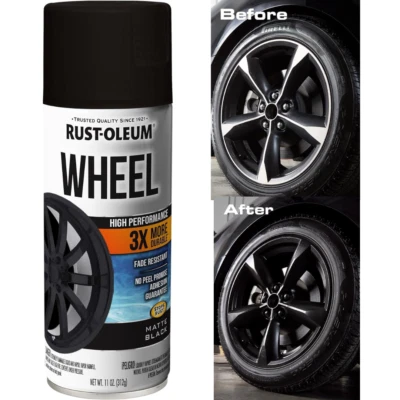 Rust-Oleum High Performance Wheel Coating Spray Paint Car Trucks Matt Black11 oz - Image 1 of 4