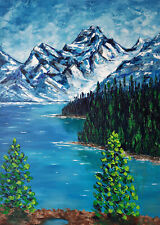 Rocky Mountains Original Gemälde Kunst Impasto Gemälde 27 von 20 Kanada...