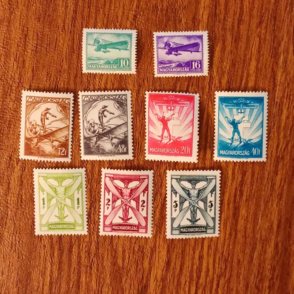 1933 Hungary  Stamps Air Mail  1933 Scott C26-C34 Aviation Complete Set Rare MH - Image 1 of 2