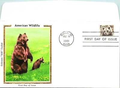 S01-5452, WILDLIFE, BROWN BEAR, COLORANO SILK FDC - Image 1 of 2