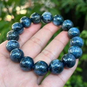 Pulsera de cianita llamativa azul oscuro gruesa de 13,5 mm - Imagen 1 de 12