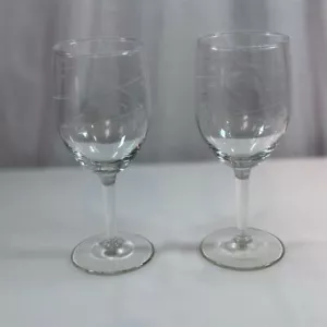 Wine Glass Set of 2 Etched Stemmed Spiral Pattern Goblets New Years Holiday - Picture 1 of 7