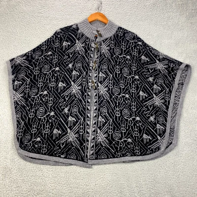 De Colección Sebsatex Alpaca Chal Mujer Talla Única Lana Cuerno Botón Boho Chaqueta Capa Foto 1 de 4