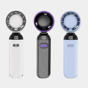Mini Portable Handheld Fan 6000mAh USB Rechargeable High Speed LED Display Fan - Picture 1 of 19