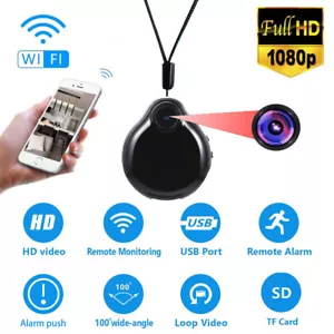 HD 1080P Secreto Portátil Mini WIFI Cámara Video Grabadora de Voz Collar Colgante - Imagen 1 de 19