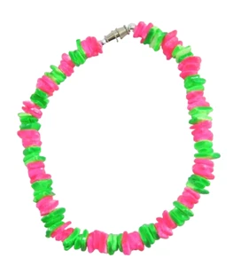 New Bright Neon Pink & Green Chipped Puka Shell Anklet With Barrel Clasp #A127 - Picture 1 of 2