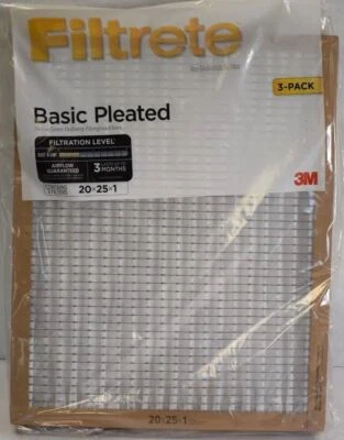 3M Filtrete 20" x 25" x 1" Basic Pleated Non-Electrostatic Air Filter 3 Pack - Image 1 of 4