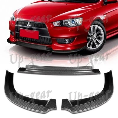 适用于 2008 - 2015 三菱 Lancer RA 风格碳风格前保险杠剧透唇 — 第 1/4 张图片