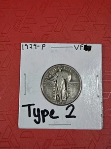 1929 Philadelphia Mint Type 2 Silver Standing Liberty Quarter - Picture 1 of 2