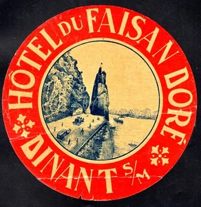 Vintage Kofferaufkleber HOTEL DU FAISAN Dinant - Bild 1 von 2