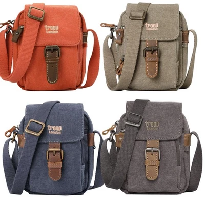 Troop London Small Classic Super Strong Canvas Cross Body Shoulder Bag TRP0213 - Image 1 of 4