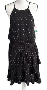 Karen Kane Womans Black Dress Large Santorini Crepe Ruffled Black Tie NWT - Afbeelding 1 van 8