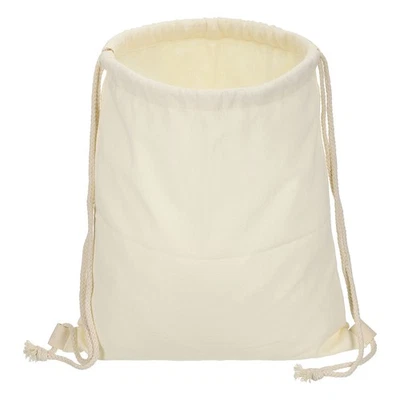 Bolso de Algodón con Cordón Mochila de Lona con Cordón Bolsa Deportiva de Gimnasio Beige Foto 1 de 4