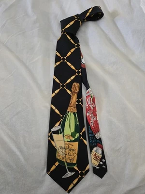 Corbata Vintage Nicole Miller Champagne Nochevieja 100% Seda Nueva Cosida a Mano Foto 1 de 4