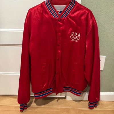 Swingster Men's L Red Olympics Bomber Jacket Embroidered Vintage - Image 1 of 3