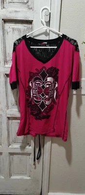 Top Rock&Roll Vaquera S Mujer Manga Corta Rosa. Talla XL.   Foto 1 de 4