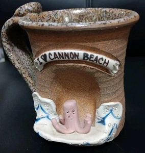 Taza De Colección Cerámica Arcilla Taza Estudio Arte 🎨 Cerámica "I ❤️ Cannon Beach" ⛱️ - Imagen 1 de 7