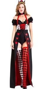 Halloween Kostüm Kleid Königin der Herzen Wunderland MED Sexy Cosplay Bühne - Bild 1 von 8