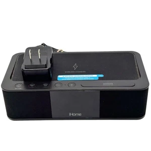 iHome Alarm Clock with Qi Wireless Charging iW15 Snooze Display Dimmer - Picture 1 of 6