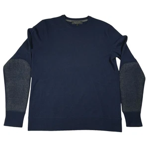 Rag & Bone Merino Wool Crewneck Sweater Arm Lt Color Block Size Medium Navy Blue - Picture 1 of 13