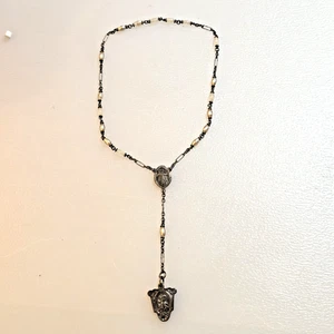 Antiker Sterling Silber Rosenkranz St Anne De Beaupre Maria Kunstperle - Bild 1 von 12