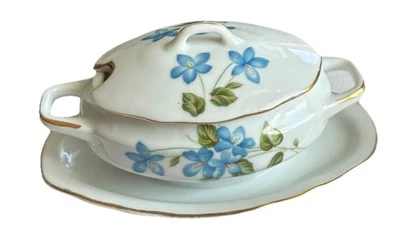 Plato de azúcar mostaza condimento floral Royal Crown Derby de colección Forget Me Nots Foto 1 de 4