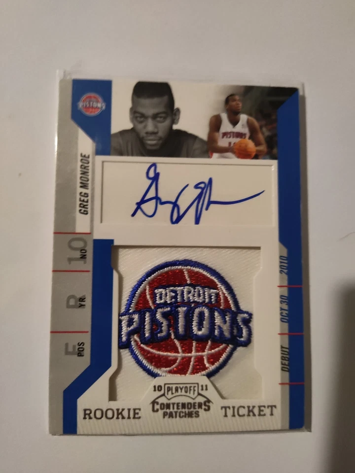Parche con el logotipo del equipo de la NBA automático - Greg Monroe. Boleto autógrafo de novato de los Detroit Pistons  Foto 1 de 2