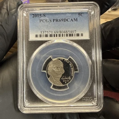 2015 S 5C Jefferson Nickel PCGS PR69DCAM NO RESERVE!!! - Image 1 of 2