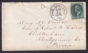 c 1870's cover Philadelphia to Mary M Vaux c/o Robert B Haines Chiltenham PA - Picture 1 of 2