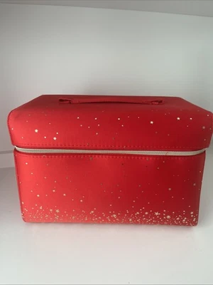 Bolsa de Maquillaje Estee Lauder Estuche Tren 2022 Rojo Satinado con Estrellas Doradas NUEVO Foto 1 de 4