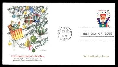 Mayfairstamps US FDC 1993 New York greetings Christmas jack in the box First Day - Image 1 of 2