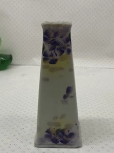 VTG Hand Painted Square Nippon Style Gold Purple VioletPorcelain Bud Vase - Picture 1 of 9
