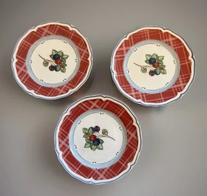 Villeroy & Boch Cottage 8” Accent Salad Plate Red Plaid Set of 3 Germany - Picture 1 of 3