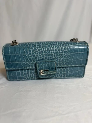 Liz Claiborne Turquoise Genuine Leather Vintage 90's Hand Bag Purse 9”x5”x3’5 - Image 1 of 4