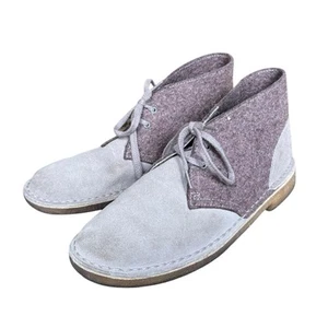 Clarks gray suede and wool felt desert ankle boots Size Women's 8.5 - Picture 1 of 5