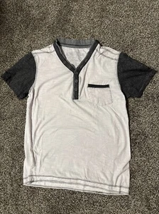 American Republic Shirt  Blue Henley Pocket S Casual Streetwear Youth  V-Neck - Picture 1 of 8