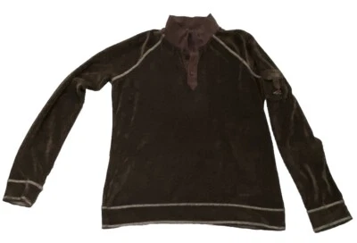 Sudadera Horny Toad Marrón Terciopelo Talla Grande Cuello Simulado Gorp Grunge 3/4 Botones Foto 1 de 4