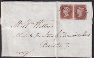 1841 SG8 1d RED BROWN PLATE 33 COVER HASTING TO BATTLE 4 MARGIN PAIR (JF/JK) - Picture 1 of 3