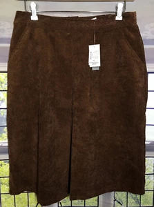 Christopher & Banks 8P NWT  Brown Corduroy High Waist MIDI Skirt Back  Slit S-1 - Picture 1 of 9