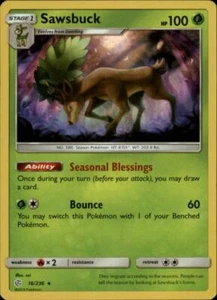 2x (SM12-016) Sawsbuck (Rare Holo) Pokemon Cosmic Eclipse Card # 16 - Picture 1 of 1