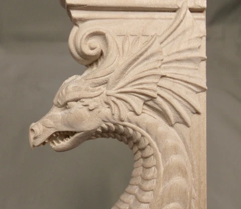 Carved Wood Corbel Dragon Matching Pair - 10" tall Cover
